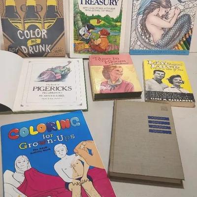 Random book Lot: Adult Coloring Books, Louisa May Alcott, Children's Treasury, Etc