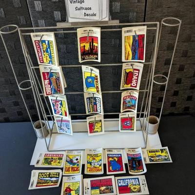 Souvenir and Travel Decals with Vintage Display Rack 