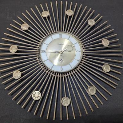 Mid Century Brass Starburst Clock, By Forestville (Wind up, no key)