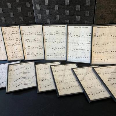 Vintage Christmas Sheet Music in Plastic Frames