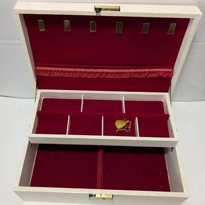 Vintage Paper and Vinyl Lined Jewelry Box with Key 