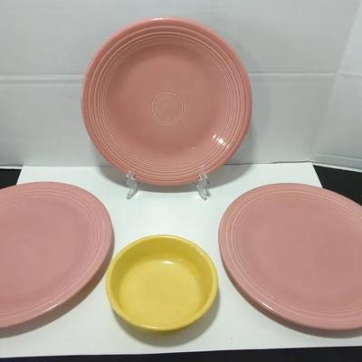 Fiesta 10.5" Dinner Plates (3) And One 5.5" Bowl 
