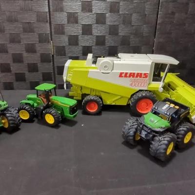 John Deere Tractor (3) & Bruder Claas Lexion 480 Combine Harvester Toy 