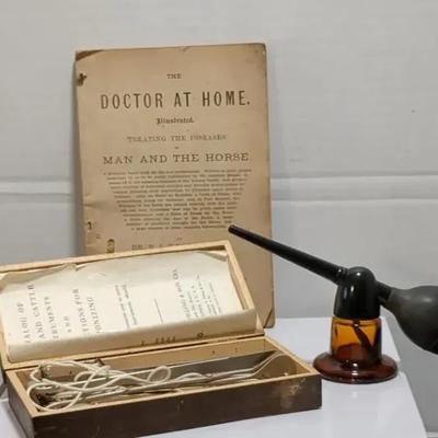 Old Medical  Items For Vets, and Glass Aspirator 