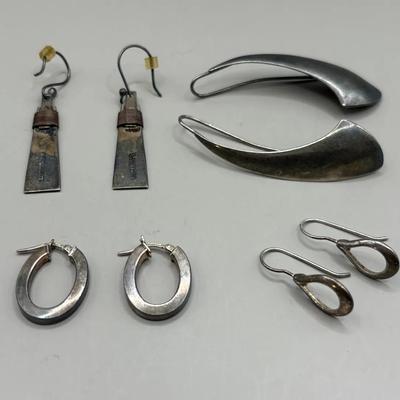Sterling Silver Drop Earrings and Oval Hoops