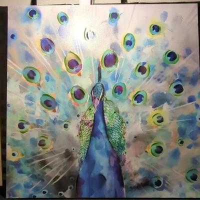 Peacock Art Canvas 40" X 39"