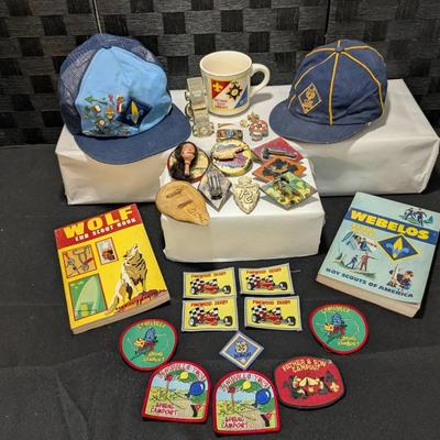 Webelos And Wolf Cubs Scout Books Patches Tie Clips Caps Cup And Pins 