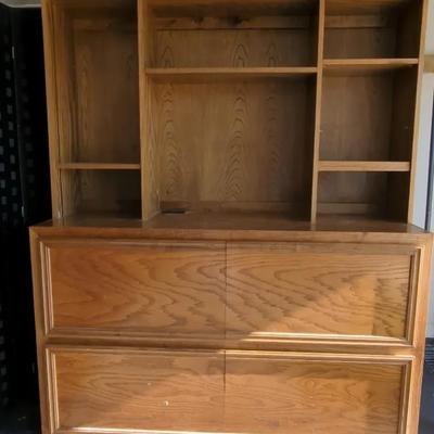 Large Cabinet with Counter and Upper Shelves, Lower Drawers (see description)