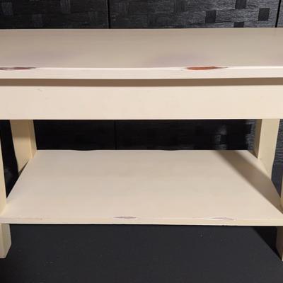 White Distressed Wood Bench (Pottery Barn?)