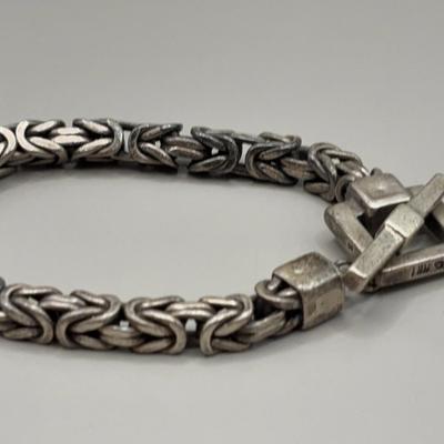 Heavy Sterling Silver Knotted Bracelet, 2 Oz Total Weight 