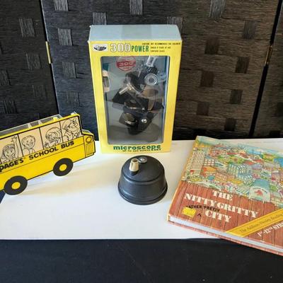 Microscope, School Book, Rotating Pencil Sharpener