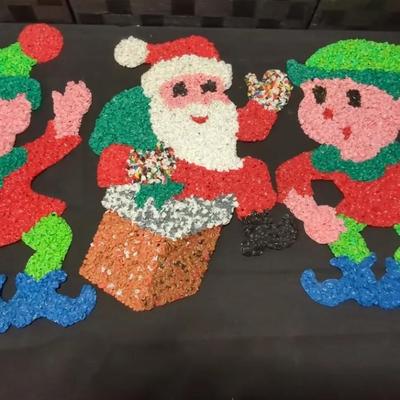 Vintage Plastic "Popcorn" Christmas Wall Decor 
