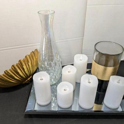 Misc Vases, Gold Wall Pocket, Home Decor, and Battery Candles