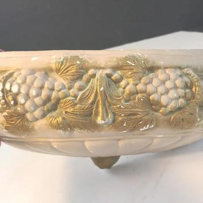 Vintage Mauve And Gold Chalkware Wall Planter
