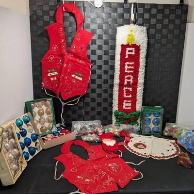 Misc Vintage Christmas Lot, Glass Ornaments and More 