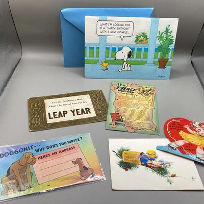 Funny Vintage Postcards, Valentine & Snoopy Birthday Card 