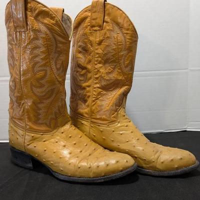 Pair of Men's Full Quill Ostrich Cowboy Boots