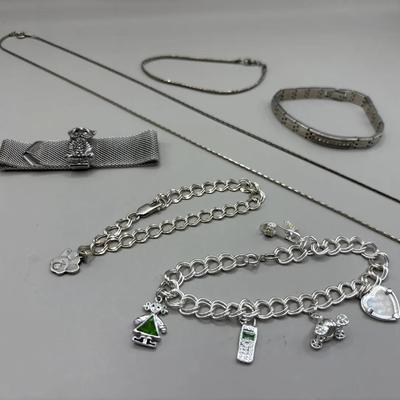 Silver Tone Mesh Owl and Charm Bracelets, Other Bracelets and Long Chain