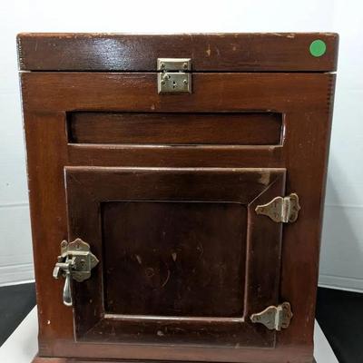 Large Vintage Wooden Humidor Cabinet 