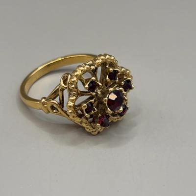 14k Gold Electroplated Ring with Garnets