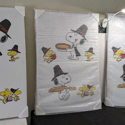 GIANT Peanuts Snoopy Woodstock Thanksgiving Canvases (3)