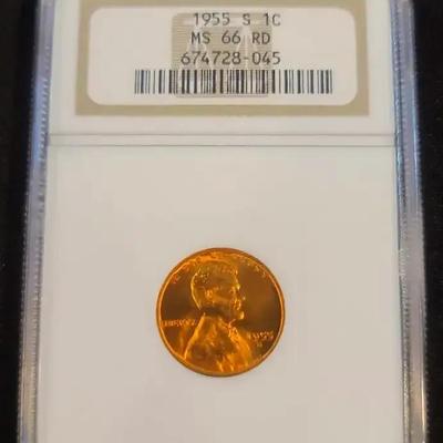 1955-S Lincoln Wheat Cent Graded MS66 RD