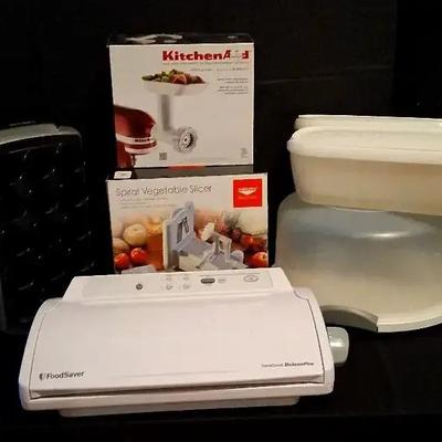 Collection of Small Kitchen Appliances Featuring Gamesaver Deluxe Plus & KitchenAid Food Grinder
