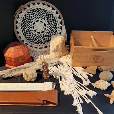 Wooden Keepsakes, Rock & Mineral Collection with Handcrafted Decor