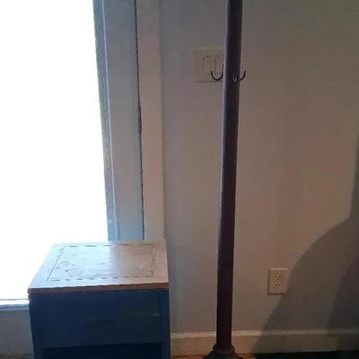 Wooden Aqua Nightstand & Coat Rack