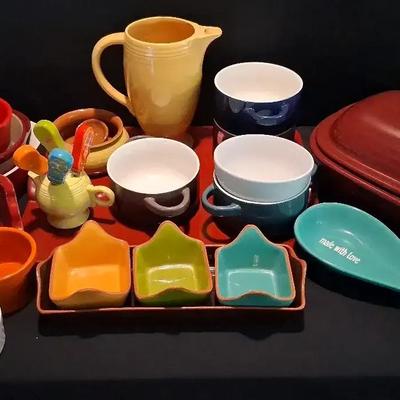 Colorful Kitchenware Collection Featuring Fiesta Pitcher, Dutch Oven, Bowls & More