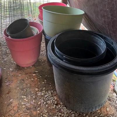 Large Plastic Planters with Tomato Cages