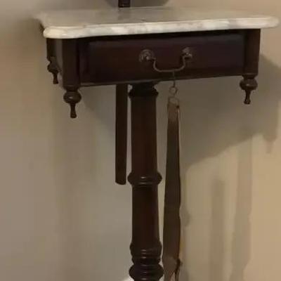 Victorian Gentleman’s Shaving Stand with Marble Top