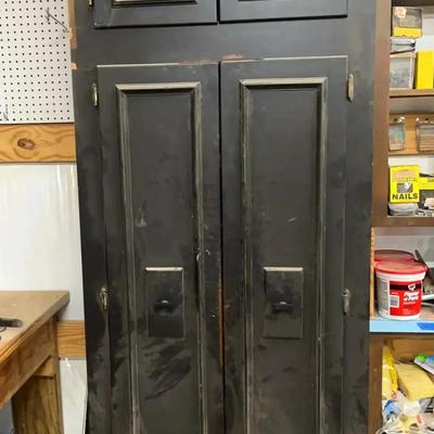 Tall Black Wooden Storage Cabinet