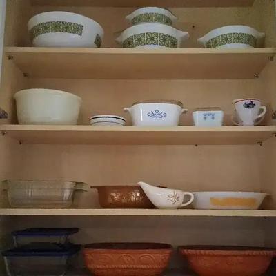 Collection of Vintage Bowls Including Glass, Clay & CorningWare