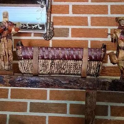 Mexican Folk Art Paper Mâché Figures & Woven Basket