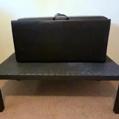 Brown Wicker-Style Coffee Table & Leather-Like Storage Chest