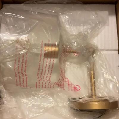 Pair of Brass & Glass Light Fixtures 