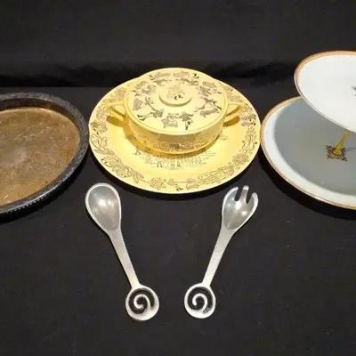 Serving Trays & Dishes Featuring Royal Sebring “Bucks County,” Sterling Spoons & More