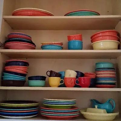 Large Fiestaware Collection Featuring Plates, Bowls, Cups & Platters