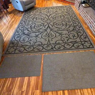 Oriental Weavers Black & Grey Scroll Area Rug with Two Runners