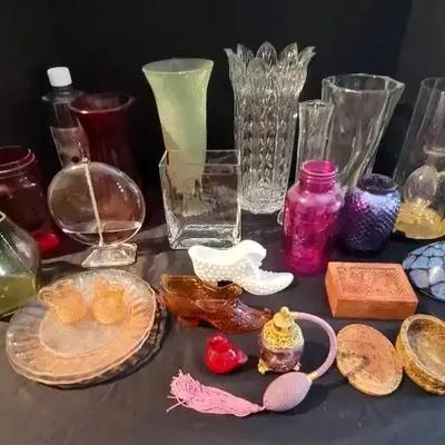 Beautiful Glassware & Collectible Vase Collection Featuring Fenton Hobnail