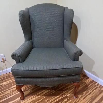 Sam Moore Furniture Wingback Chair in Army Green Upholstery