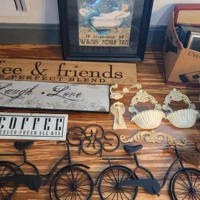 Wall Art & Home Décor Collection Featuring Coffee Signs, Sconces & Metal Bicycles