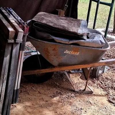 Jackson Wheelbarrow, Folding Sawhorses, Dolly & Tarps