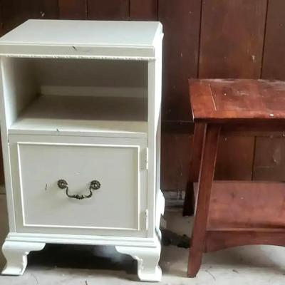Pair of Wooden Side Tables – Painted & Natural Finish