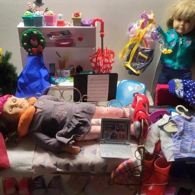 Battat Dolls with Accessories, American Girl Puppy & Metal Bed