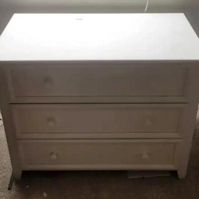 White Wooden Three-Drawer Dresser