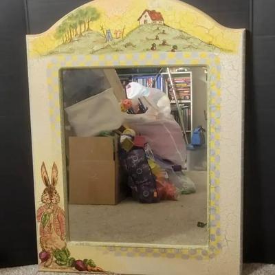 Vintage Peter Rabbit–Style Decorative Mirror