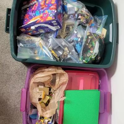 Large LEGO Collection with Storage Bins