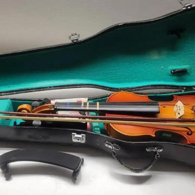 Violin with Bow, Case & Shoulder Accessories